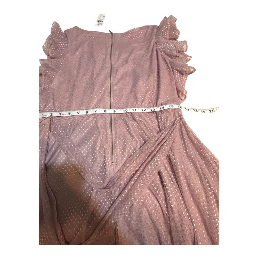Lane Bryant Swiss Dot Ruffle Sleeve Midi Dress Mauve Pink 14/16 NWT Tie Back - Picture 6 of 8
